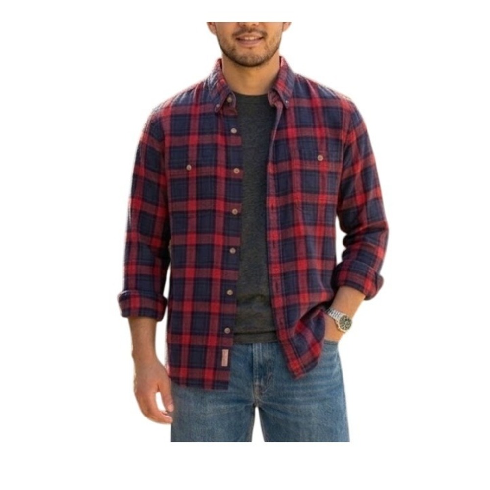 Boston Traders Flannel Button Down Shirt Red Blue Green Black Buffalo Plaid Medi